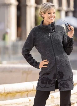 Best Long-Strickjacke mit Cloqué-Effekten Damen Strickjacken