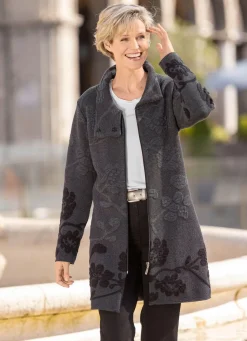 Best Long-Strickjacke mit Cloqué-Effekten Damen Strickjacken