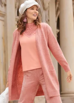 Best Long-Strickjacke mit eingesetzten Taschen Damen Strickjacken|Basics