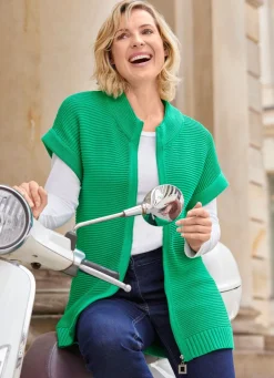 Discount Long-Strickweste mit Alloverstruktur Damen Strickwesten|Basics