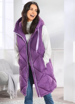 Damen Mona Winterjacken|Übergangsjacken<Longweste mit fester Kapuze