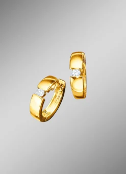 Online Massive Klappcreolen mit 2 Brillanten Damen Ohrschmuck
