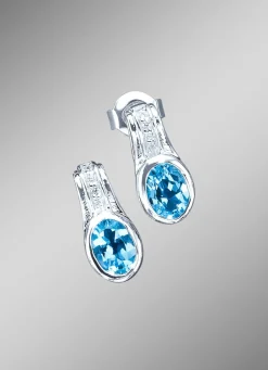 Online Massive Ohrstecker mit Blautopas und Zirkonia Damen Ohrschmuck