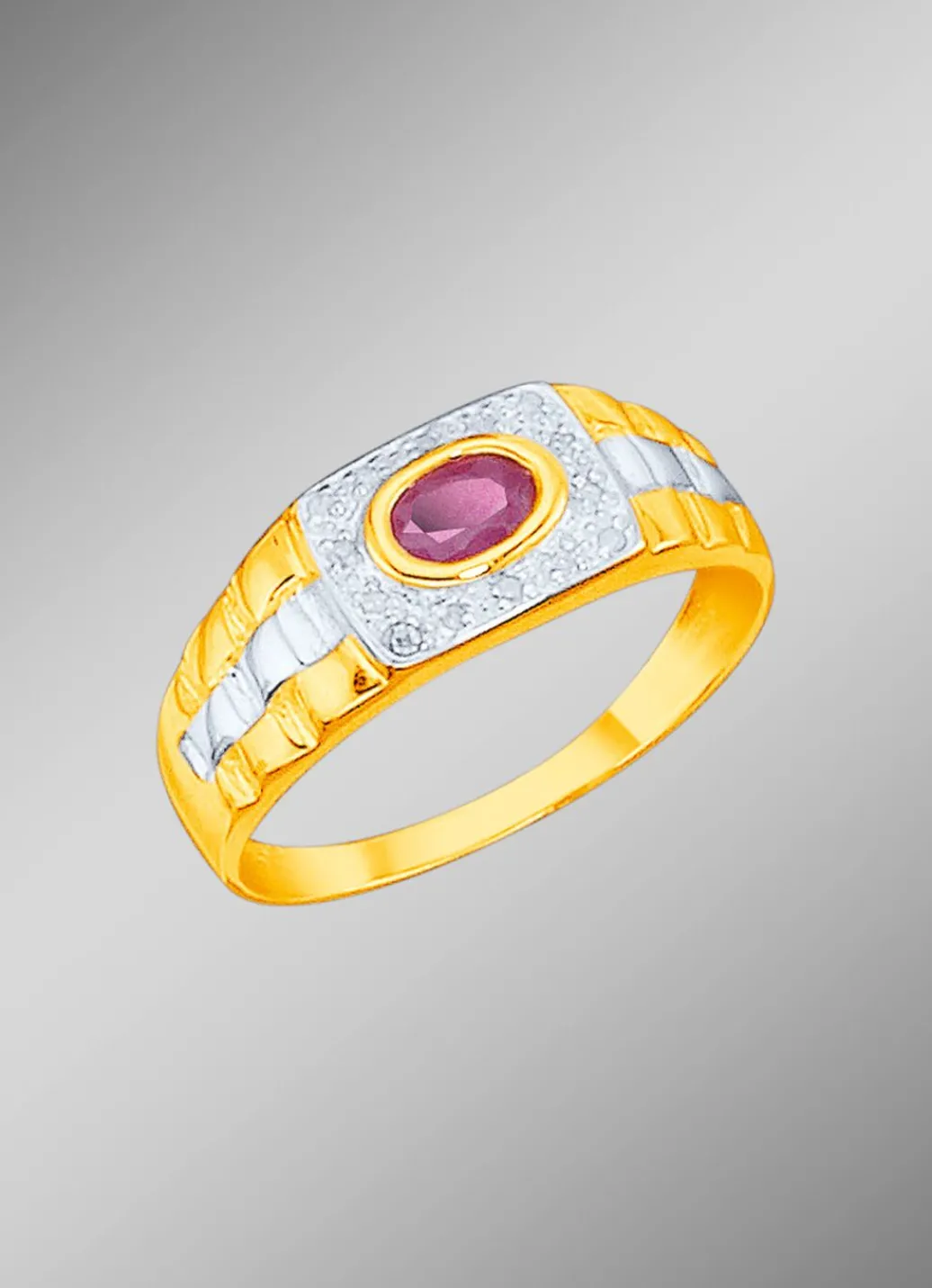 Hot Massiver Partnerring mit 14 Diamanten und echtem Rubin Damen Ringe|Ringe