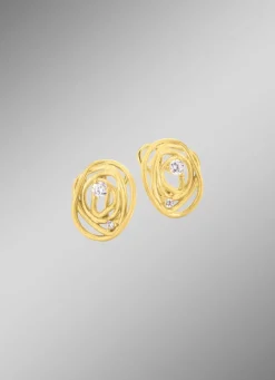 Mattierte Clipstecker mit Zirkonia Damen Ohrschmuck