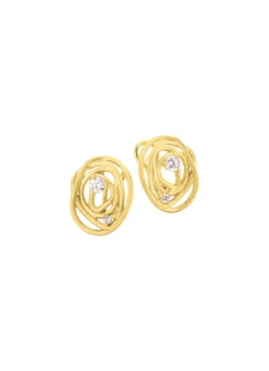 Mattierte Clipstecker mit Zirkonia Damen Ohrschmuck