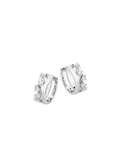 Sale Moderne Klappcreolen mit synth. Zirkonia Damen Ohrschmuck