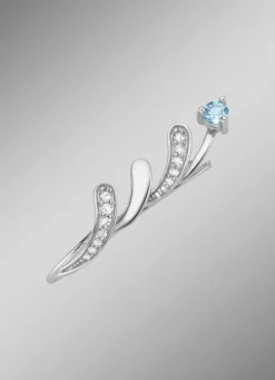 Sale Moderne Ohrhaken mit Blautopas und Zirkonia Damen Ohrschmuck