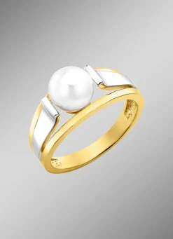 Clearance Moderner Damenring mit Süßwasser-Zuchtperle Damen Ringe