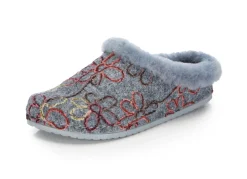Best Mubb Wollfilz-Pantoffel mit bunter Blüten-Stickerei Damen Hausschuhe