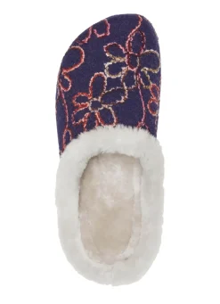 Online Mubb Wollfilz-Pantoffel mit bunter Blüten-Stickerei Damen Hausschuhe