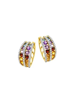 Damen Mona Ohrschmuck<Multicolor Klappcreolen mit Edelsteine und Brillanten