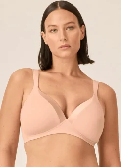 Sale Naturana BH mit Satinblende am Dekolleté Damen T-Shirt-Bh|Bh Ohne Bügel