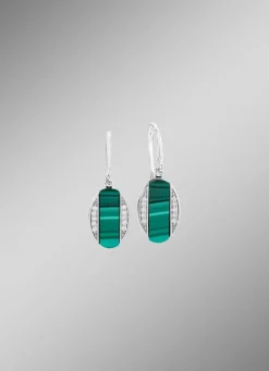 Damen Mona Ohrschmuck<Ohrhaken mit Zirkonia und Malachit-