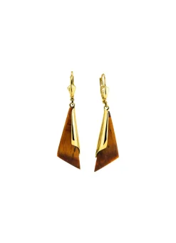 Damen Mona Ohrschmuck<Ohrringe aus Gold mit Tigerauge
