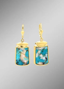 Online Ohrringe mit beh. Türkis und beh. Perlmutt Damen Ohrschmuck