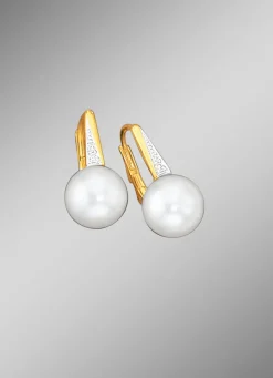 Hot Ohrringe mit Brillanten und Süßwasser-Zuchtperlen Damen Ohrschmuck