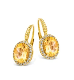 Best Ohrringe mit echt Citrin und synth. Zirkonia Damen Ohrschmuck