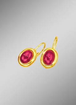 Online Ohrringe mit echten Rubinen im Cabochonschliff Damen Ohrschmuck