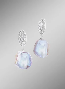 Damen Mona Ohrschmuck<Ohrringe mit Keshi-Perlen und synth. Zirkonia