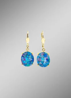 Hot Ohrringe mit Mosaik-Opaltriplette, beh. Damen Ohrschmuck