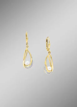 Damen Mona Ohrschmuck<Ohrringe mit Süßwasser-Zuchtperlen und synth. Zirkonia