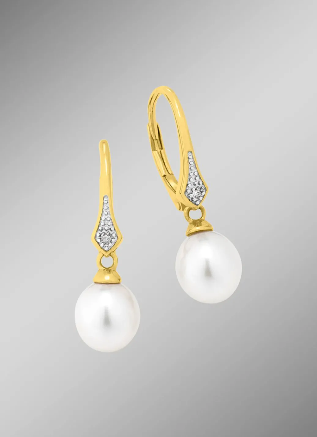 Ohrringe mit Süßwasser-Zuchtperlen und Diamanten Damen Ohrschmuck