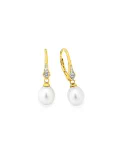 Ohrringe mit Süßwasser-Zuchtperlen und Diamanten Damen Ohrschmuck