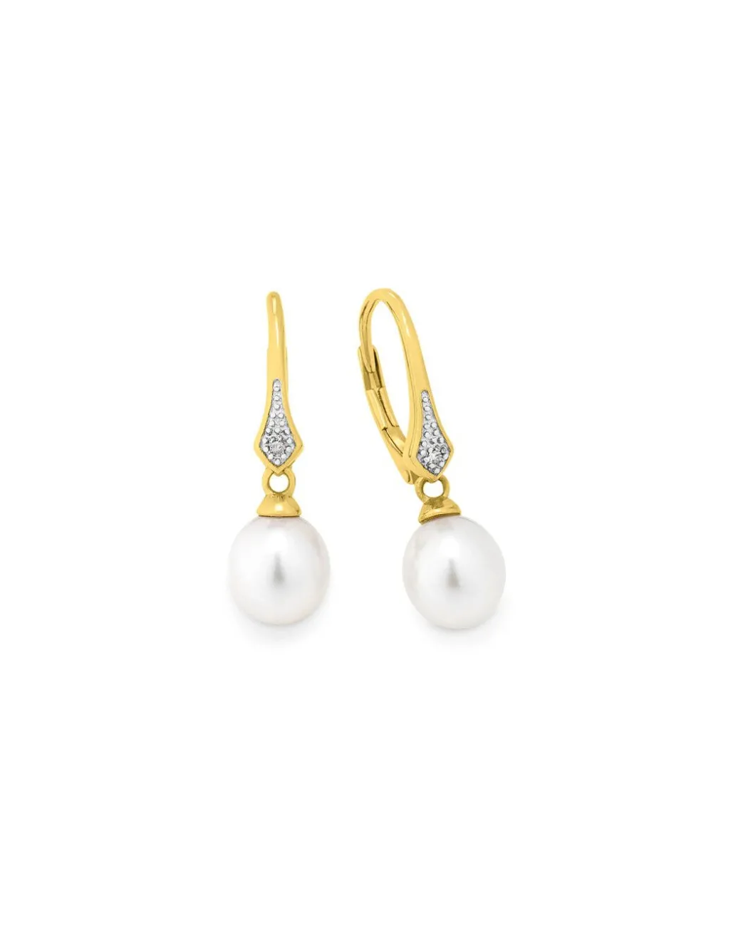 Ohrringe mit Süßwasser-Zuchtperlen und Diamanten Damen Ohrschmuck