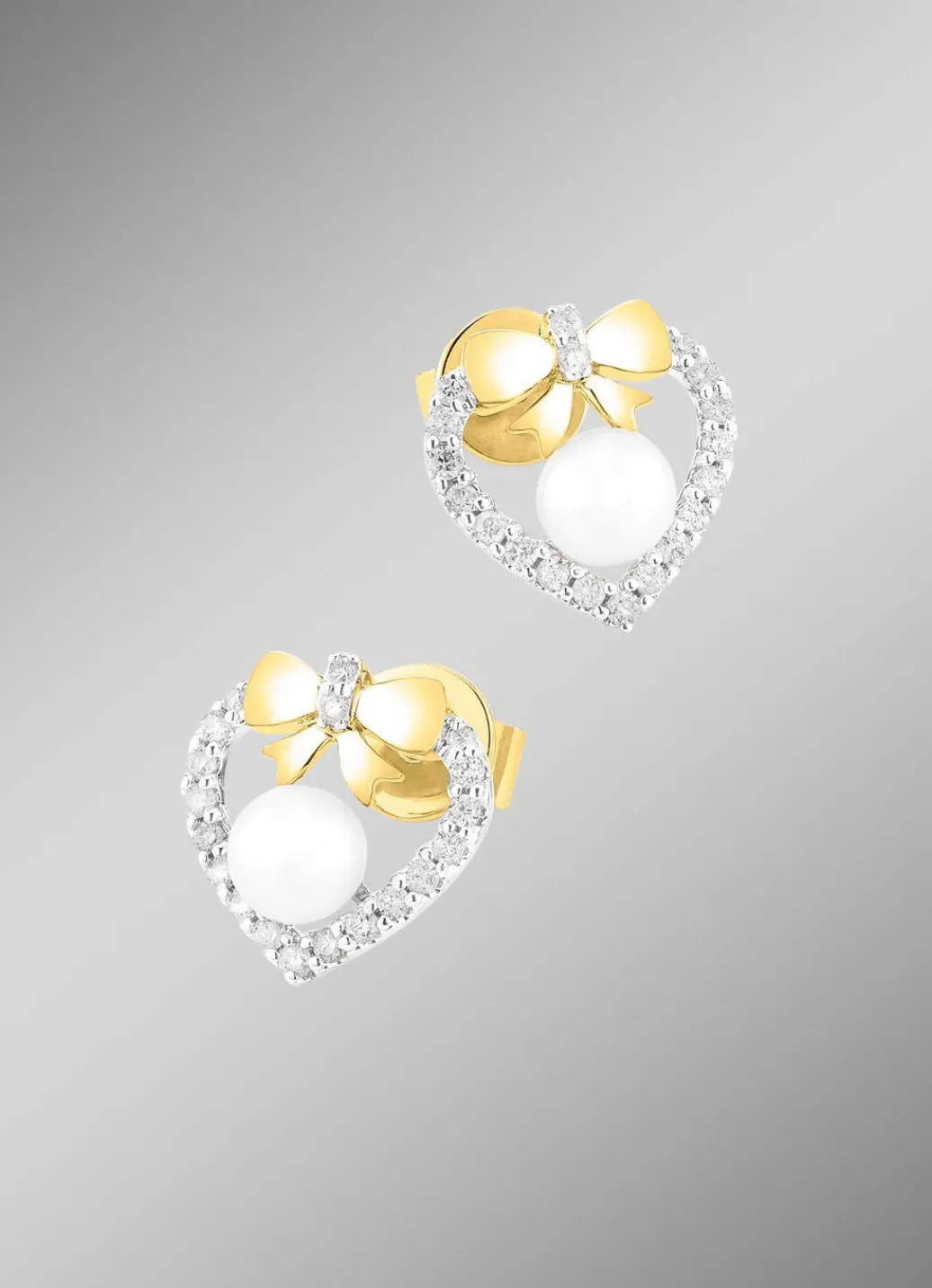 Damen Mona Ohrschmuck<Ohrstecker mit 38 Brillanten und Süßwasser-Zuchtperlen