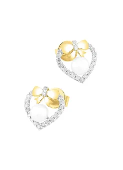 Damen Mona Ohrschmuck<Ohrstecker mit 38 Brillanten und Süßwasser-Zuchtperlen