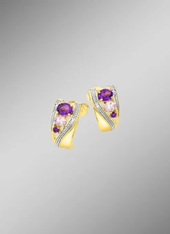 Damen Mona Ohrschmuck<Ohrstecker mit Amethyst und Zirkonia