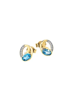 Damen Mona Ohrschmuck<Ohrstecker mit Blautopas und Zirkonia