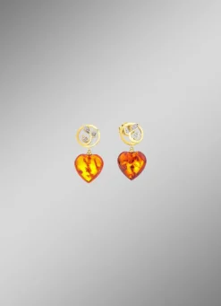 Damen Mona Ohrschmuck<Ohrstecker mit echt Bernstein und synth. Zirkonia