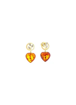 Damen Mona Ohrschmuck<Ohrstecker mit echt Bernstein und synth. Zirkonia