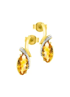Damen Mona Ohrschmuck<Ohrstecker mit echt Citrin und 2 Diamanten