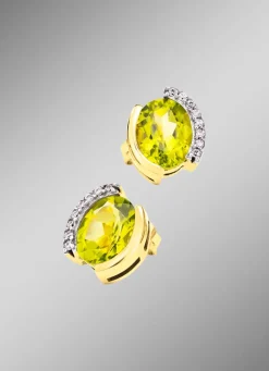 Damen Mona Ohrschmuck<Ohrstecker mit echt Peridot und synth. Zirkonia