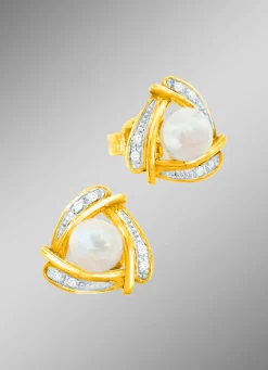 Best Originelle Ohrstecker mit Süßwasser-Zuchtperlen Damen Ohrschmuck