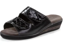 Clearance Pantolette aus Nappaleder und krokogeprägtem Lackleder Damen Pantoletten