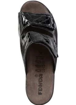 Clearance Pantolette aus Nappaleder und krokogeprägtem Lackleder Damen Pantoletten