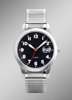 New Para-Quartz-Herrenuhr mit Edelstahlzugband Herren Quarzuhren