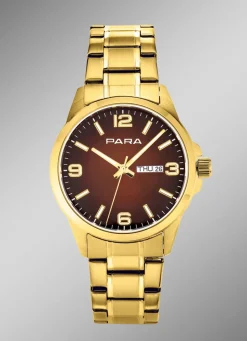 New Para-Quartz-Herrenuhr mit Stahlbandgehäuse Herren Quarzuhren