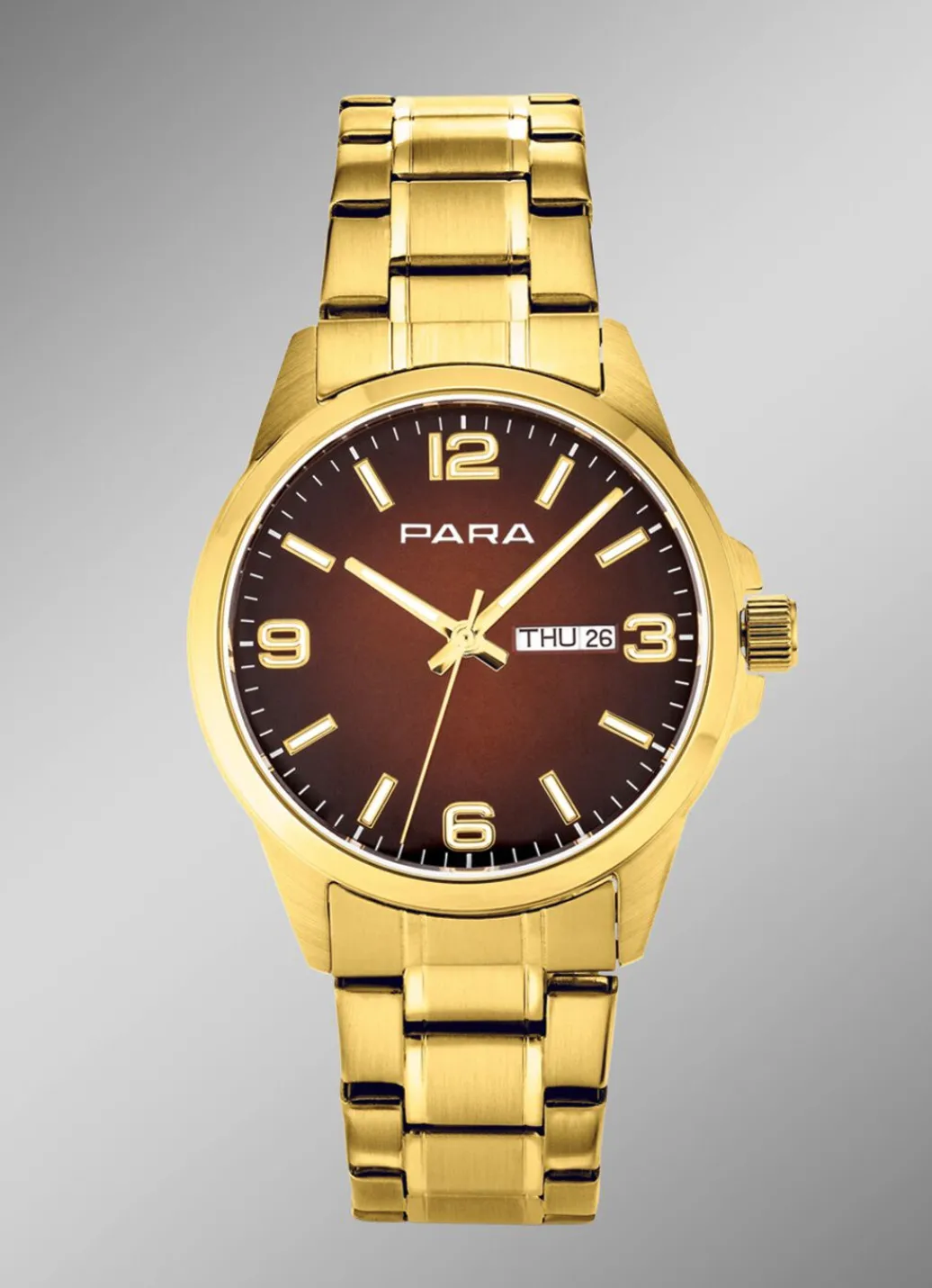 New Para-Quartz-Herrenuhr mit Stahlbandgehäuse Herren Quarzuhren