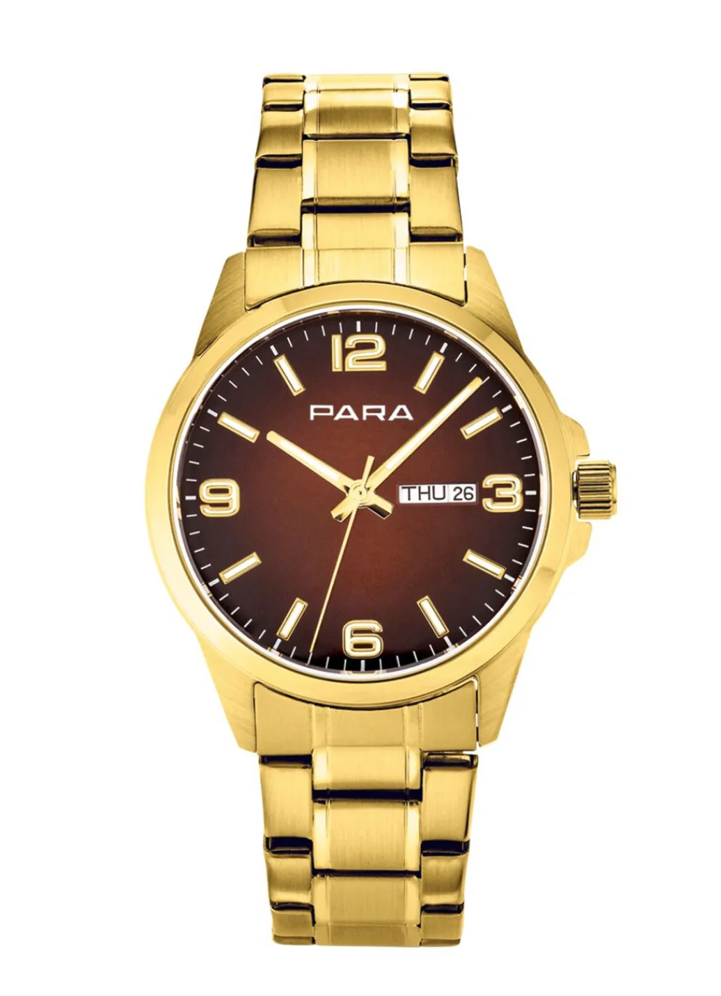 New Para-Quartz-Herrenuhr mit Stahlbandgehäuse Herren Quarzuhren