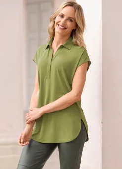 Damen Mona Kurzarm<Poloshirt mit V-Ausschnitt