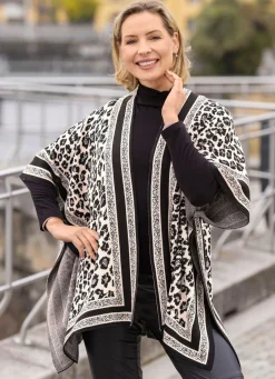 Sale Poncho in Jacquard-Dessin Damen Strickwesten
