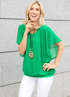 Damen Mona Tuniken|Basics<Poncho-Tunika mit eingearbeitetem Top