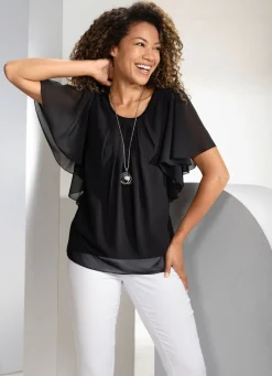 Damen Mona Tuniken|Basics<Poncho-Tunika mit Fledermausärmeln