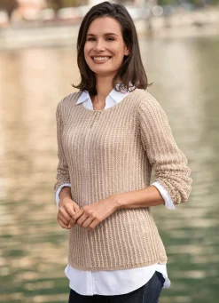 Damen Mona Pullover|Basics<Pullover aus edel glänzendem Bändchengarn