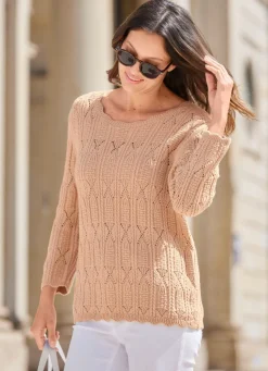 Damen Mona Basics|Pullover<Pullover im Mustermix und mit Wellenabschlüssen
